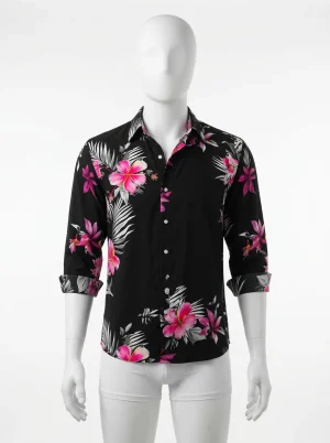 Chemise à fleurs manches longues homme textile souple allure soignée - Vue 1 - Chemise à fleurs