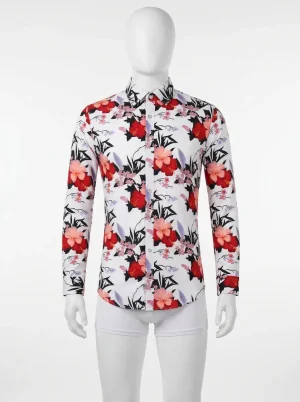 Chemise à fleurs manches longues homme textile léger épuré - Vue 1 - Chemise à fleurs