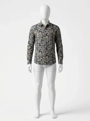 Chemise à fleurs manches longues style ornementé homme - Vue 1 - Chemise à fleurs