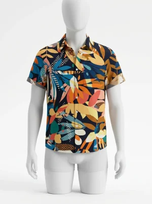 Chemise à fleurs motif cartoon dynamique homme décontracté - Vue 1 - Chemise à fleurs