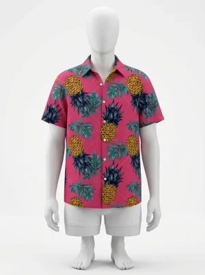 Chemise à fleurs motif fruitier tropical homme matière souple - Vue 1 - Chemise à fleurs