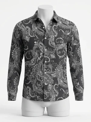 Chemise à fleurs polyester coupe classique vintage homme - Vue 1 - Chemise à fleurs