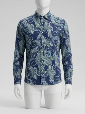 Chemise à fleurs polyester élégante vintage homme soigné - Vue 1 - Chemise à fleurs