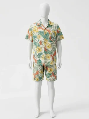 Chemise à fleurs polyester ensemble coordonné homme inspiration végétale - Vue 1 - Chemise à fleurs