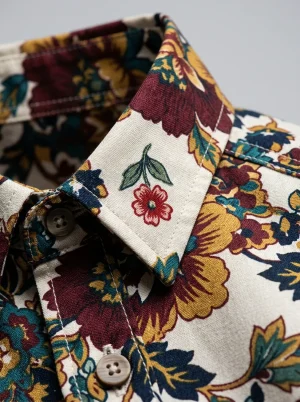 Chemise à fleurs polyester ensemble deux pièces homme rétro urbain - Vue 1 - Chemise à fleurs