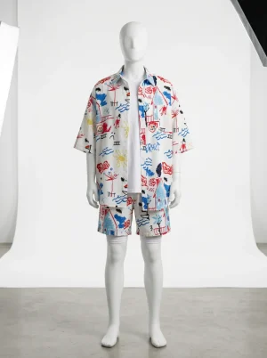 Chemise à fleurs polyester ensemble short homme esthétique créative - Vue 1 - Chemise à fleurs
