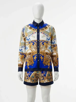 Chemise à fleurs polyester ensemble short look singulier homme - Vue 1 - Chemise à fleurs