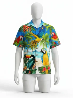 Chemise à fleurs polyester évasion tropicale homme - Vue 1 - Chemise à fleurs