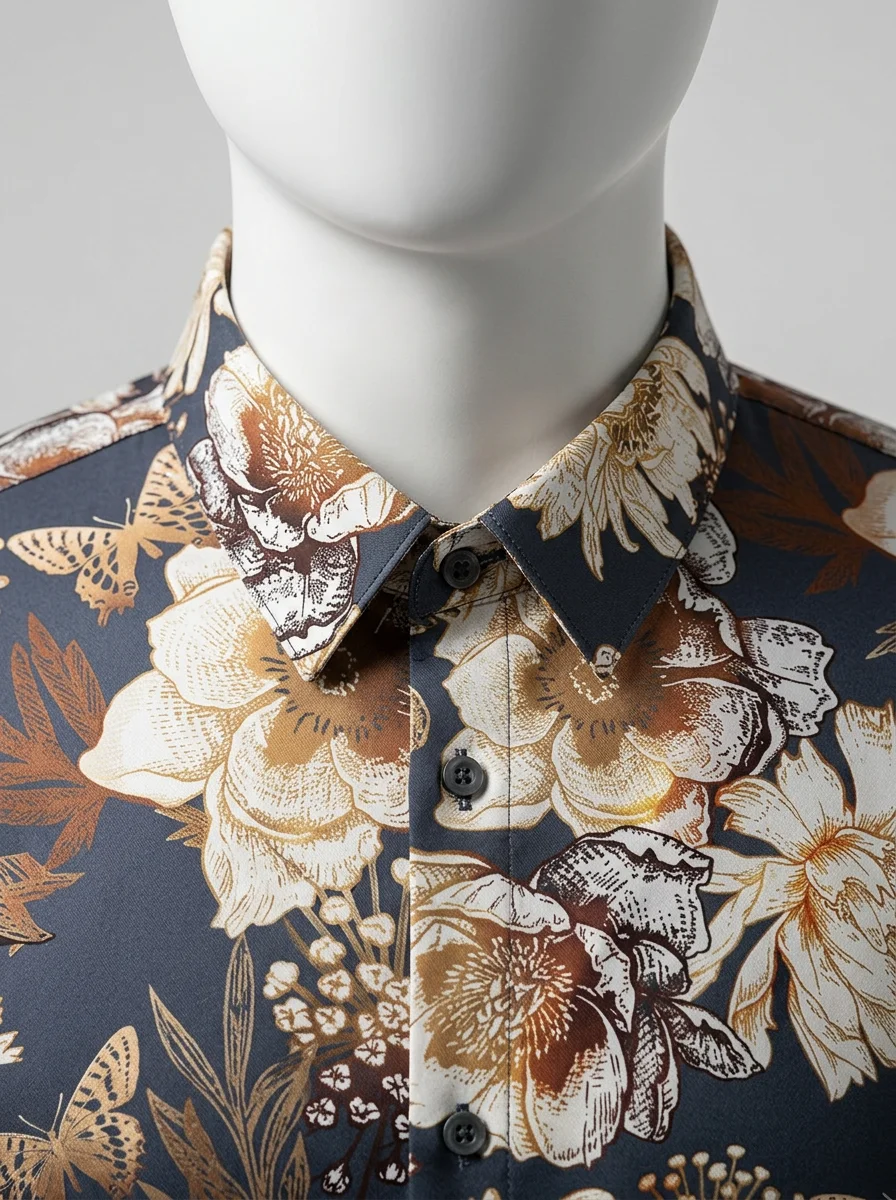 Chemise à fleurs polyester haut de gamme homme distingué - Vue 3 - Chemise à fleurs