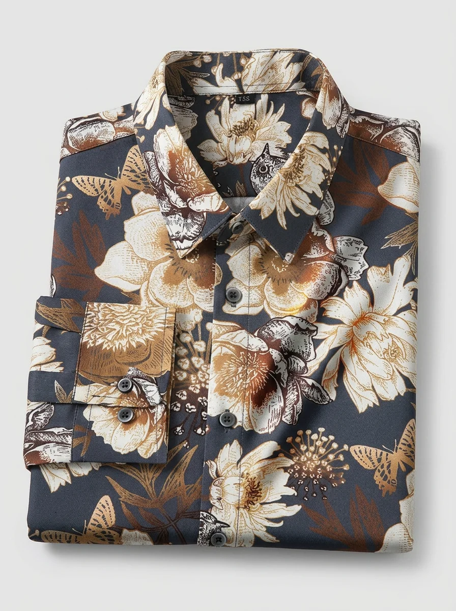 Chemise à fleurs polyester haut de gamme homme distingué - Vue 4 - Chemise à fleurs