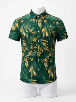 Chemise à fleurs polyester haute qualité style naturel homme - Vue 1 - Chemise à fleurs