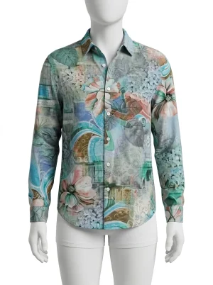 Chemise à fleurs polyester homme esprit bohème artistique - Vue 1 - Chemise à fleurs