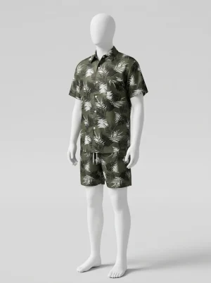 Chemise à fleurs polyester pack bermuda jungle urbain homme - Vue 1 - Chemise à fleurs