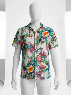 Chemise à fleurs polyester spandex homme mélange de motifs singulier - Vue 1 - Chemise à fleurs