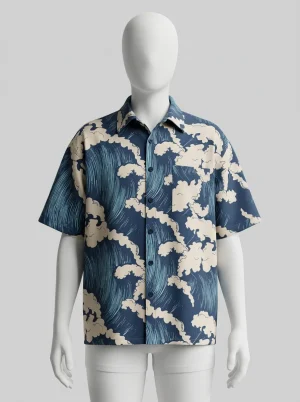 Chemise à fleurs polyester style traditionnel nippon homme - Vue 1 - Chemise à fleurs