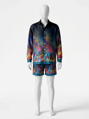 Chemise à fleurs polyester tenue assortie homme esthétique vintage - Vue 1 - Chemise à fleurs