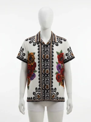 Chemise à fleurs polyester vintage homme streetwear - Vue 1 - Chemise à fleurs