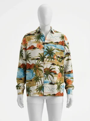 Chemise à fleurs polyester voyage original homme - Vue 1 - Chemise à fleurs