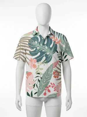 Chemise à fleurs popeline lyocell rayonne oversize esprit lagon homme - Vue 1 - Chemise à fleurs