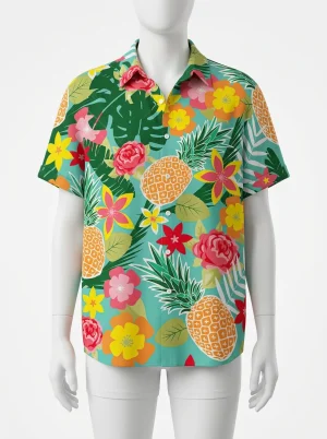 Chemise à fleurs rayonne oversize quotidien homme - Vue 1 - Chemise à fleurs