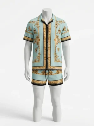 Chemise à fleurs short assorti dépaysement polynésien homme - Vue 1 - Chemise à fleurs