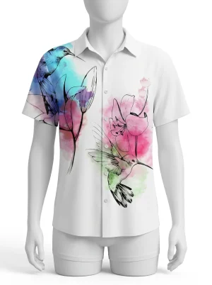 Chemise à fleurs spandex extensible style rétro homme - Vue 1 - Chemise à fleurs