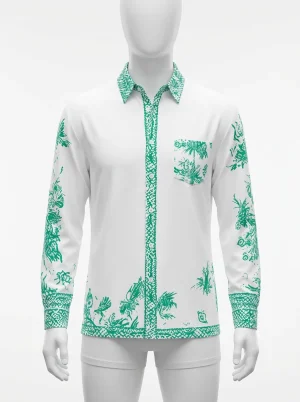 Chemise à fleurs spandex homme allure rétro-moderne - Vue 1 - Chemise à fleurs