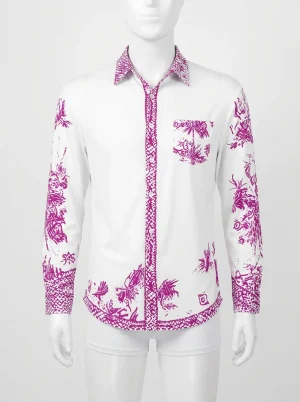 Chemise à fleurs spandex homme vintage allure souveraine - Vue 1 - Chemise à fleurs
