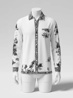 Chemise à fleurs spandex homme vintage élégante - Vue 1 - Chemise à fleurs