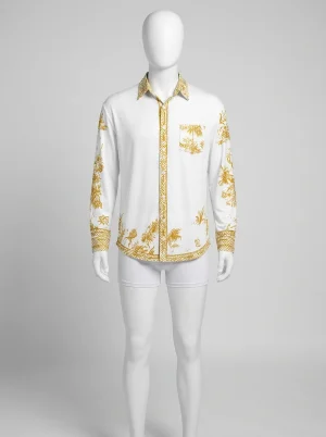 Chemise à fleurs spandex vintage homme allure dandy - Vue 1 - Chemise à fleurs