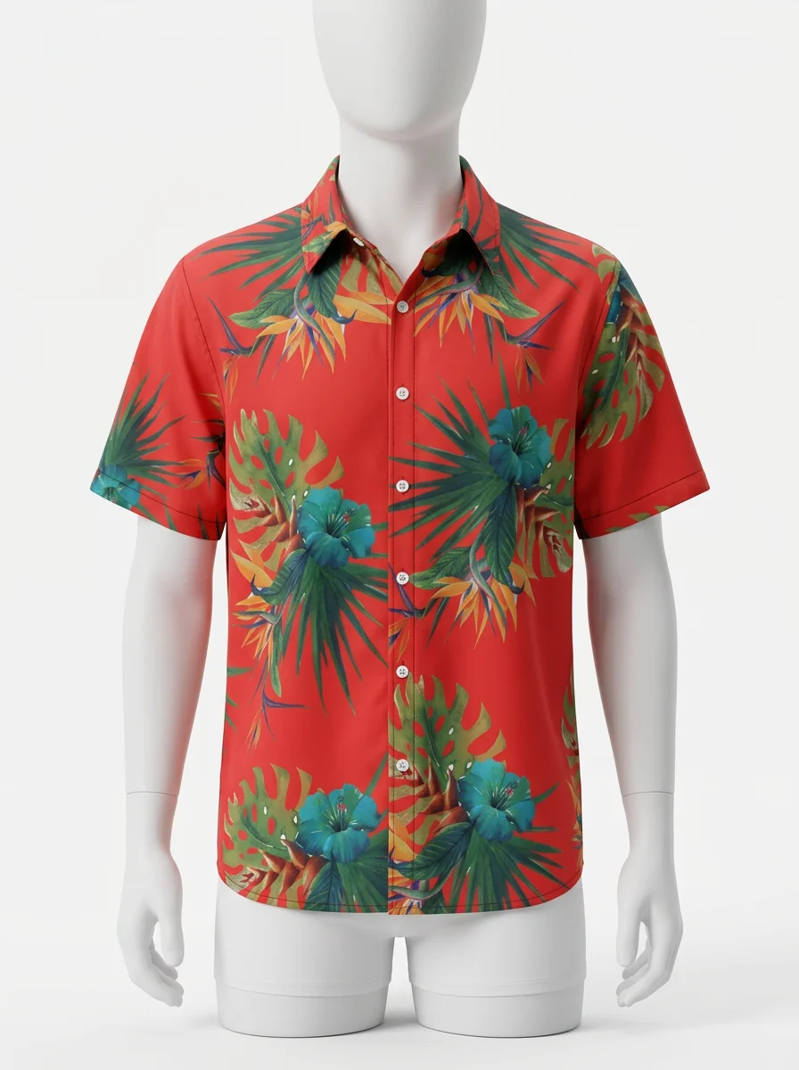 Chemise à fleurs textile haute technologie anti-odeurs homme - Vue 1 - Chemise à fleurs