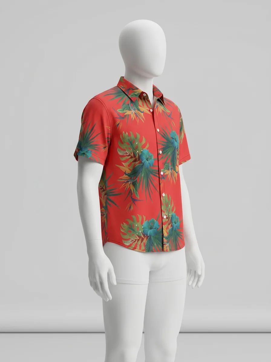 Chemise à fleurs textile haute technologie anti-odeurs homme - Vue 2 - Chemise à fleurs