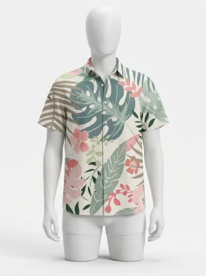Chemise à fleurs textile innovant style sobre homme - Vue 1 - Chemise à fleurs