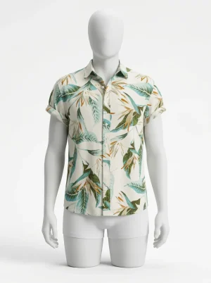 Chemise à fleurs textile ionisé quotidien décontracté homme - Vue 1 - Chemise à fleurs
