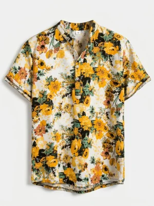 Chemise à fleurs textile léger esthétique fraîcheur homme - Vue 1 - Chemise à fleurs