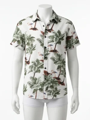 Chemise à fleurs textile léger style safari homme - Vue 1 - Chemise à fleurs