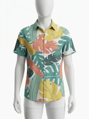 Chemise à fleurs textile technique graphisme végétal intense homme - Vue 1 - Chemise à fleurs