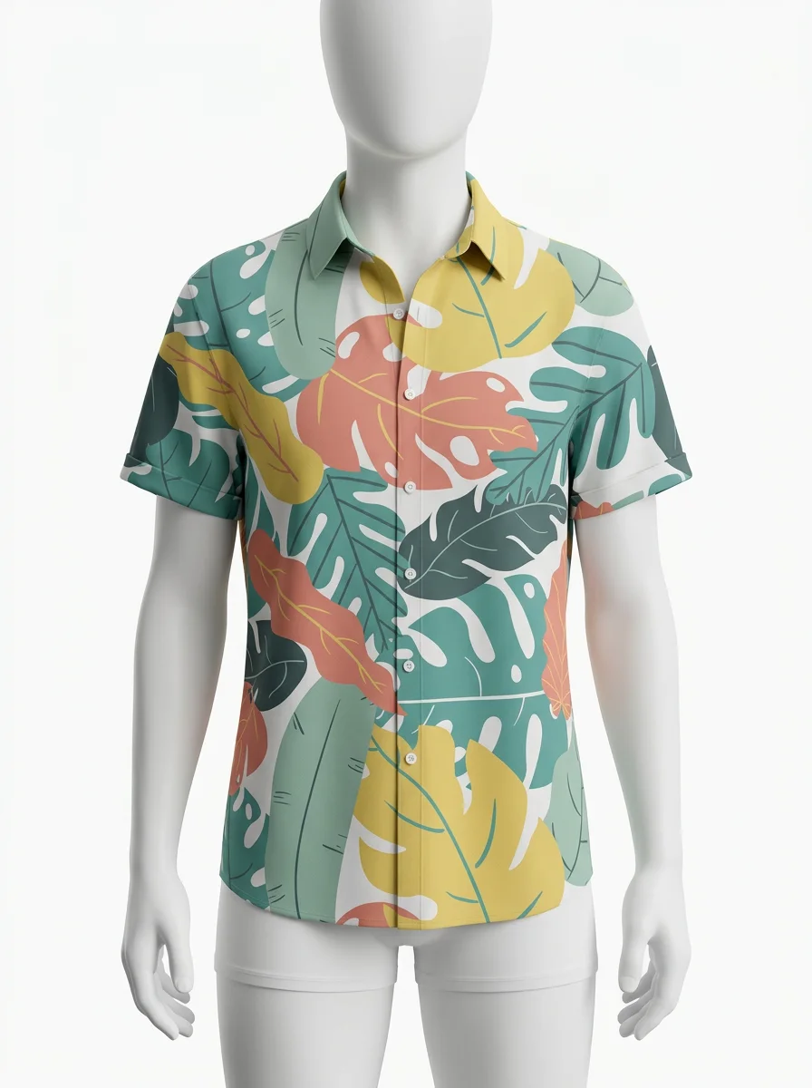 Chemise à fleurs textile technique graphisme végétal intense homme - Vue 1 - Chemise à fleurs