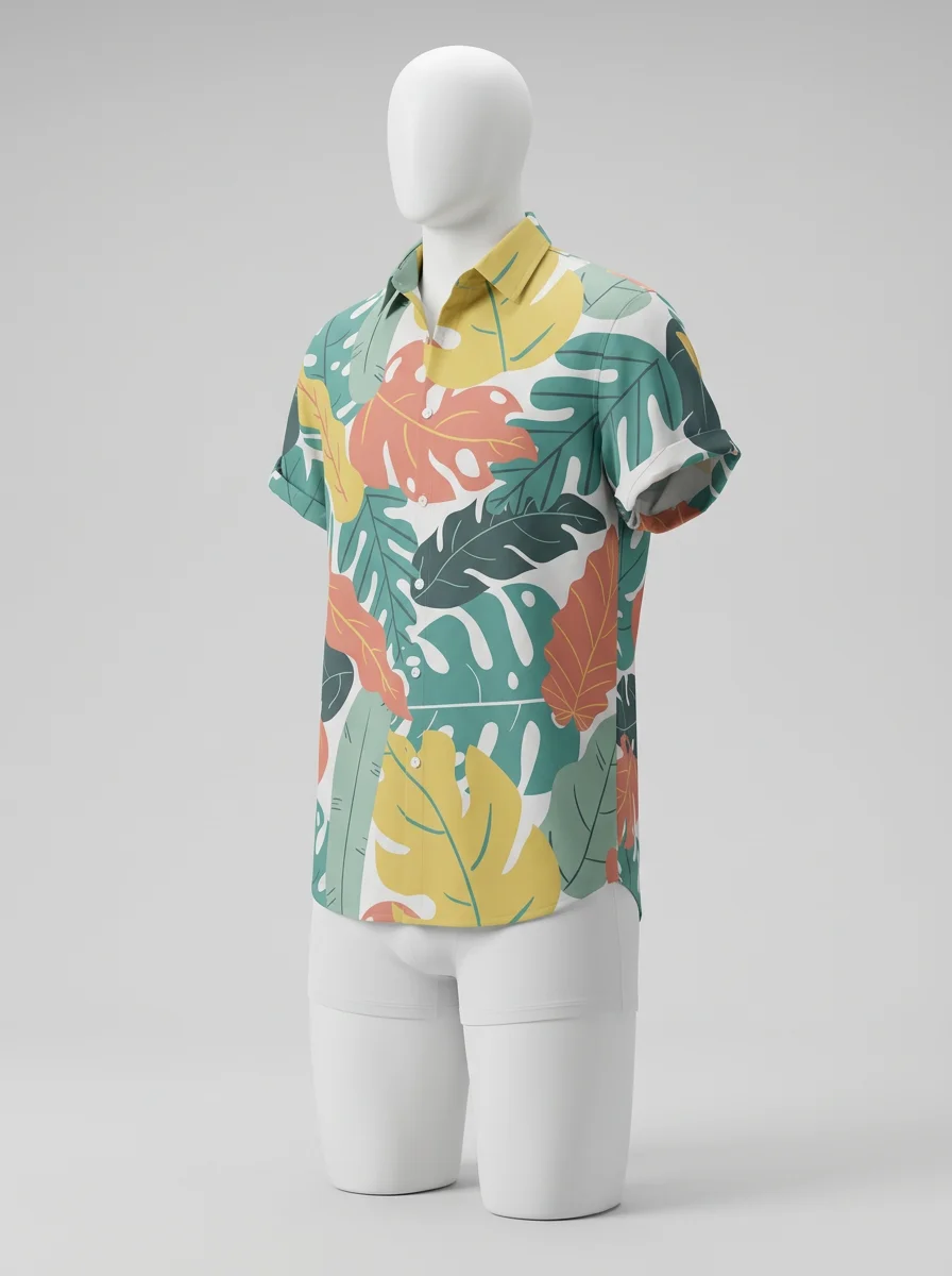 Chemise à fleurs textile technique graphisme végétal intense homme - Vue 2 - Chemise à fleurs