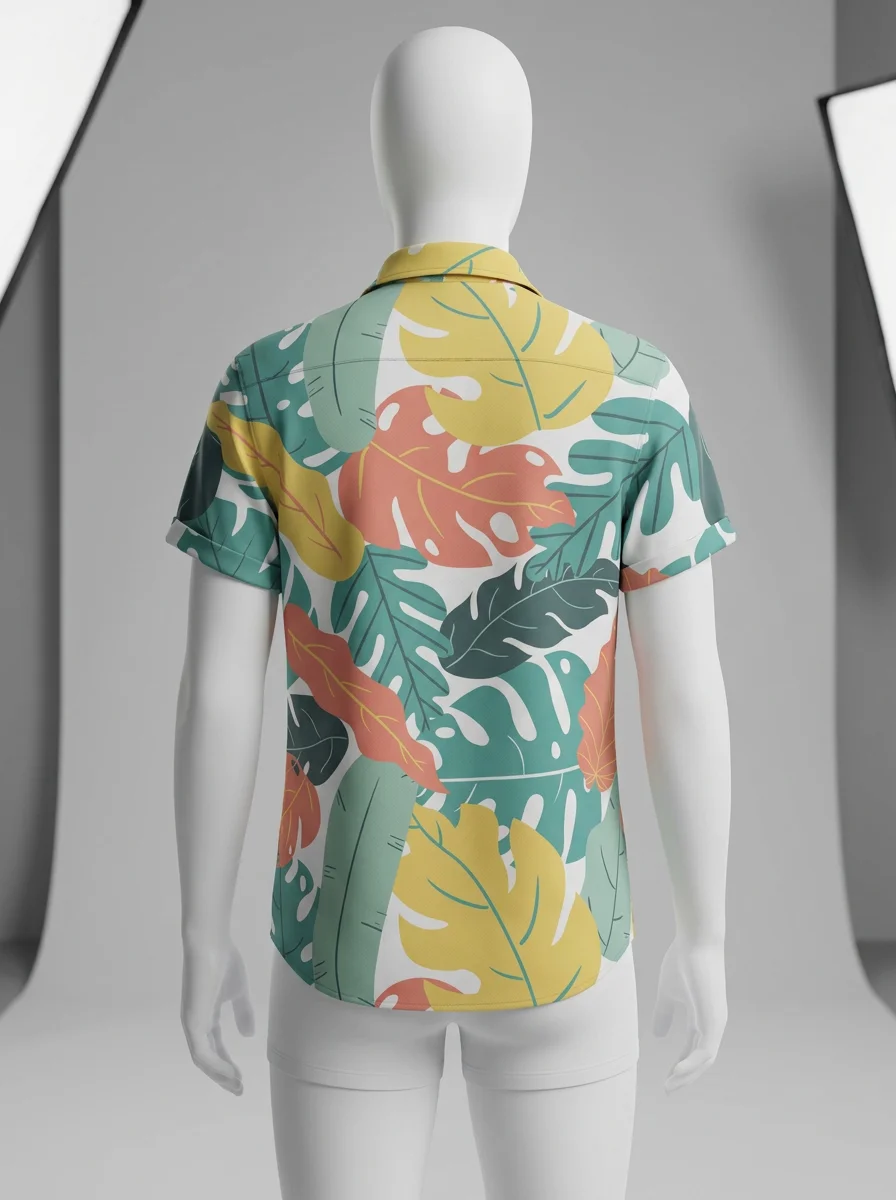 Chemise à fleurs textile technique graphisme végétal intense homme - Vue 3 - Chemise à fleurs