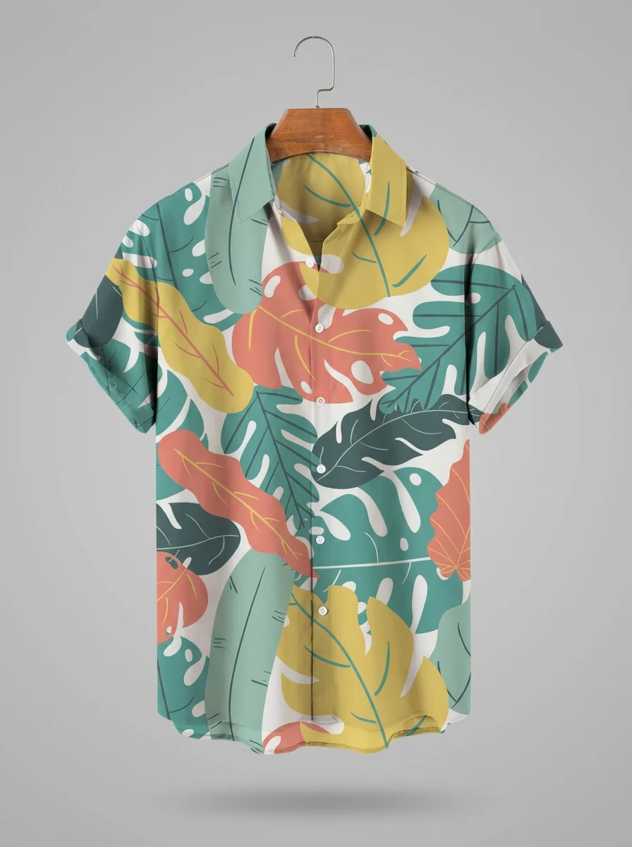 Chemise à fleurs textile technique graphisme végétal intense homme - Vue 4 - Chemise à fleurs
